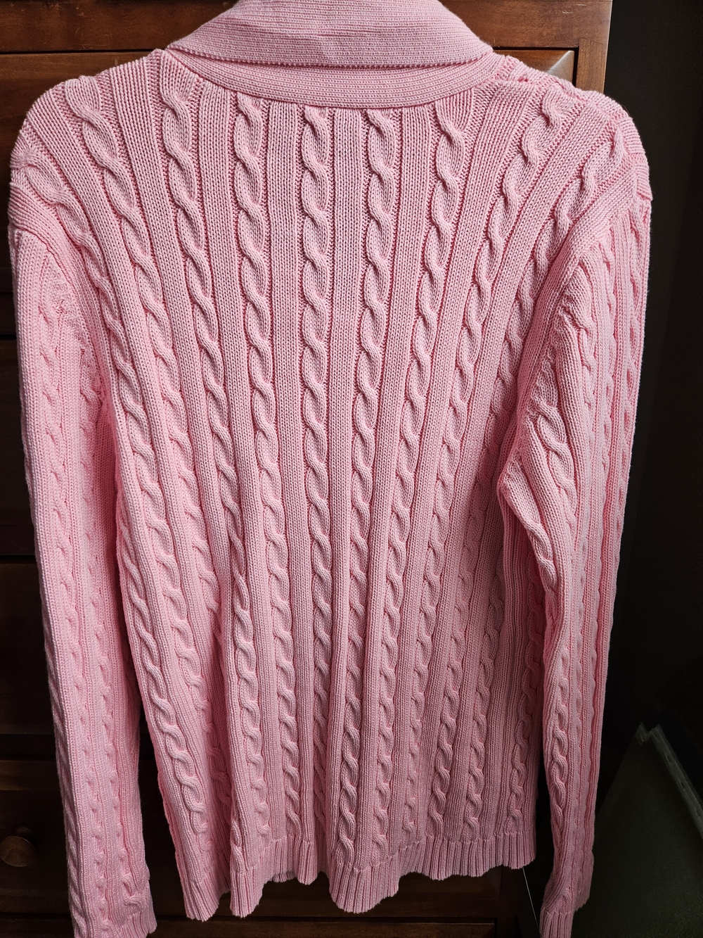 Lauren Ralph Lauren Pink Cable-Knit Shawl Collar Sweater - Picture 2 of 3
